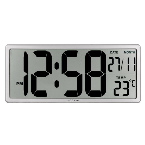 Acctim Acctim Date Keeper Jumbo LCD Wall/Desk Silver Clock with Autoset Technology
