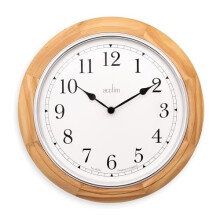 Acctim Winchester Wall Clock Quartz Crafted Wood Domed Glass Lens 31.5cm (Light Wood)