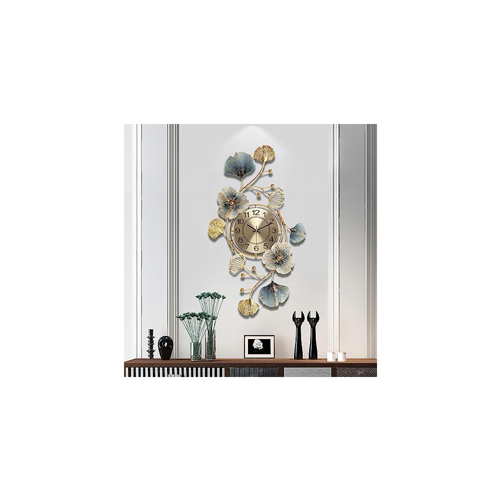 Akiddo Modern Metal Wall Wall Clocks for Living Room Decor Decor,Gold Vintage Wall Art Decorative Silent Wall Clock for Living Room Kitchen