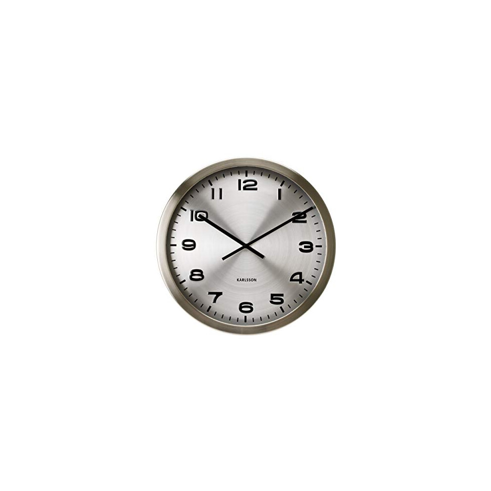 Karlsson Present Time Wall Clock, Aluminium, 50Cm Silver