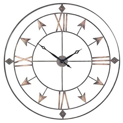 Antique Grey & Gold Large Round Wall Clock 2