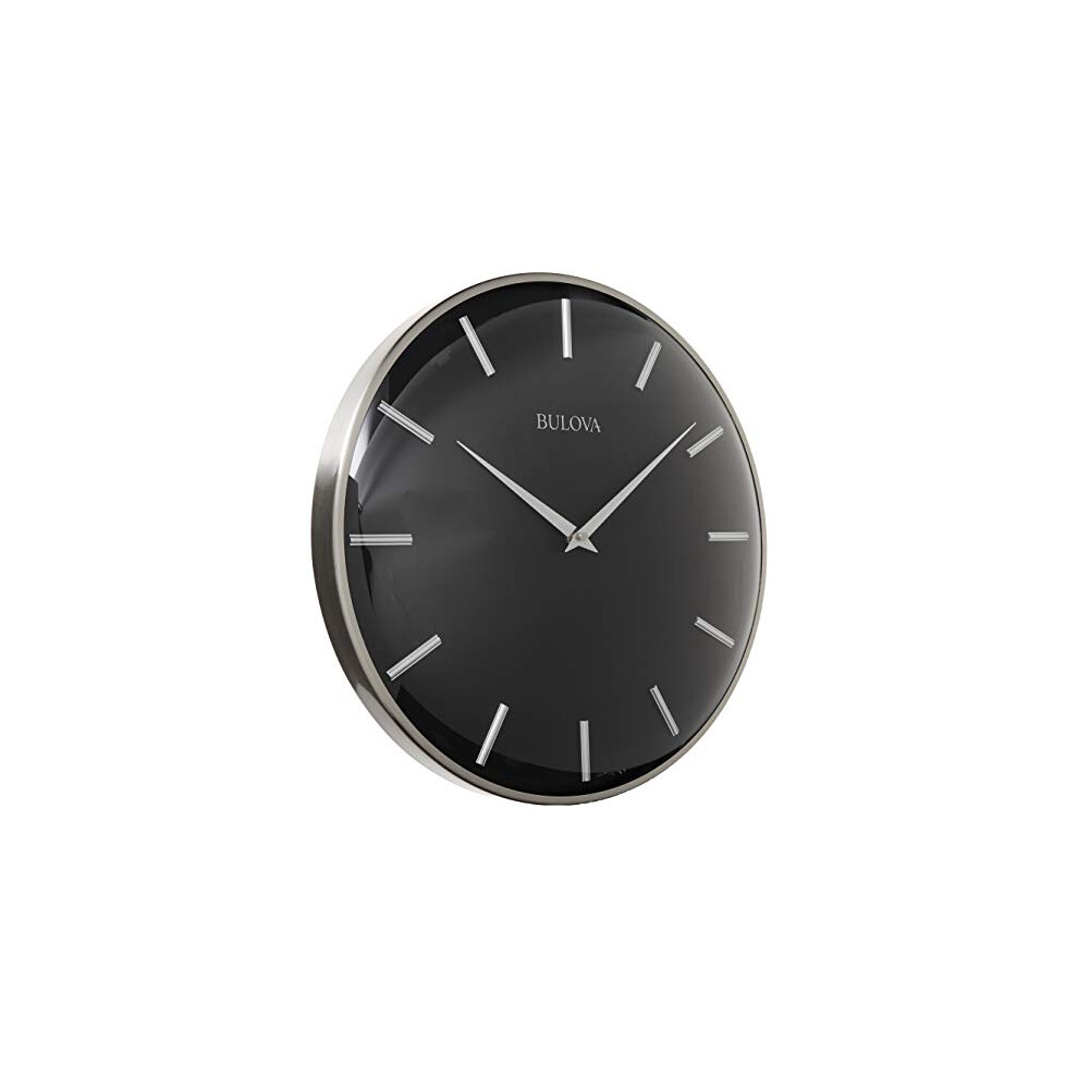 Bulova C4849 Metro Wall Clock, Satin Pewter Finish/Matte Black