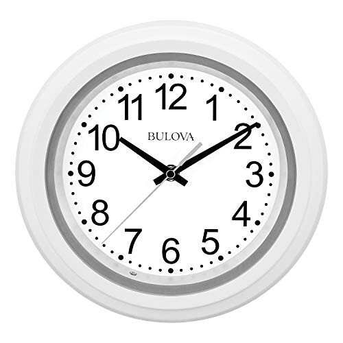 Bulova Bulova C4865 Night Vision Lighted Dial Wall Clock, 10", White