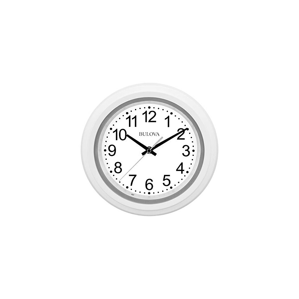 Bulova C4865 Night Vision Lighted Dial Wall Clock, 10", White