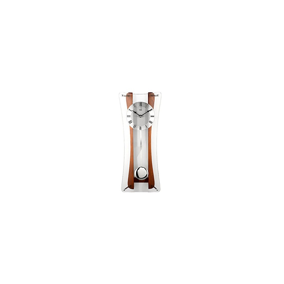 Widdop And Co. Widdop Oak And Glass Curved Pendulum Wall Clock