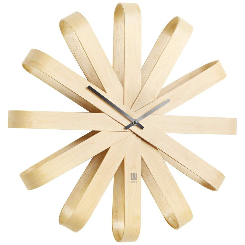 Umbra Ribbonwood Wall Clock Natural, Beechwood, 51.4cm