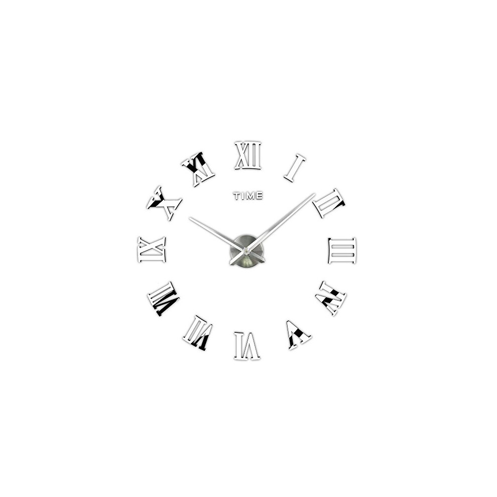 3D DIY Frameless Large Wall Clock Modern Roman Numerals 3D Mirror Sticker Home Office Decorations for Living Room Bedroom-image-OPC-PDTCS9H-NEW