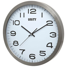 Unity Large Wall Clock, Manhattan Metal, Silver, 40 cm / 16-inch