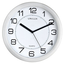 Unilux Attraction Silent Quartz Clock, 22cm ? Metal Grey