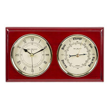 Widdop Wm Wooden Clock & Barometer Combo on Plaque- Roman Numerals W7930