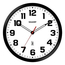 SHARP Atomic Analog Wall Clock - 12" Black Stylish Frame - Sets Automatically- Battery Operated - Easy to Read - Easy to Use ? Modern Design and Style