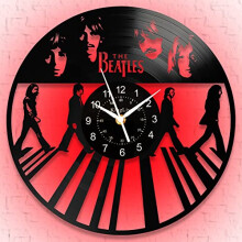 QIANGGE The Beatles Clock, Vinyl Record Clock, 12 Inch LED Music Clocks Rock Pop Music Band Wall Decor Room Decor 7-Colors Handmade Clock, Luminous