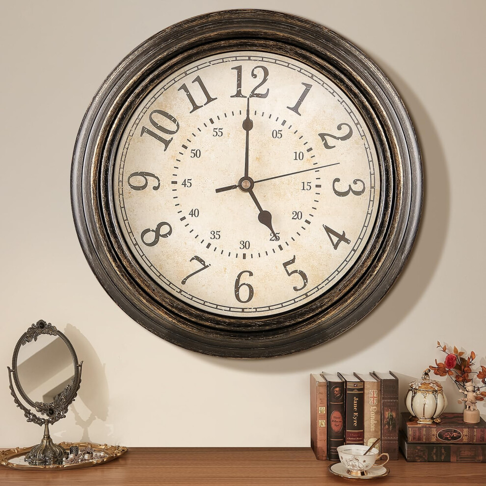 Wall Clock Vintage Wall Clocks for Bedrooms, Silent Wall Clocks Non Ticking Wall Clocks, Easy to Read Large Wall clock,Accurate Quartz kitchen clocks