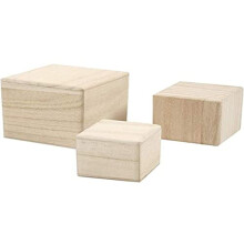 Wood Cubes, Size 5+6+8 cm, Empress Wood, 3pcs