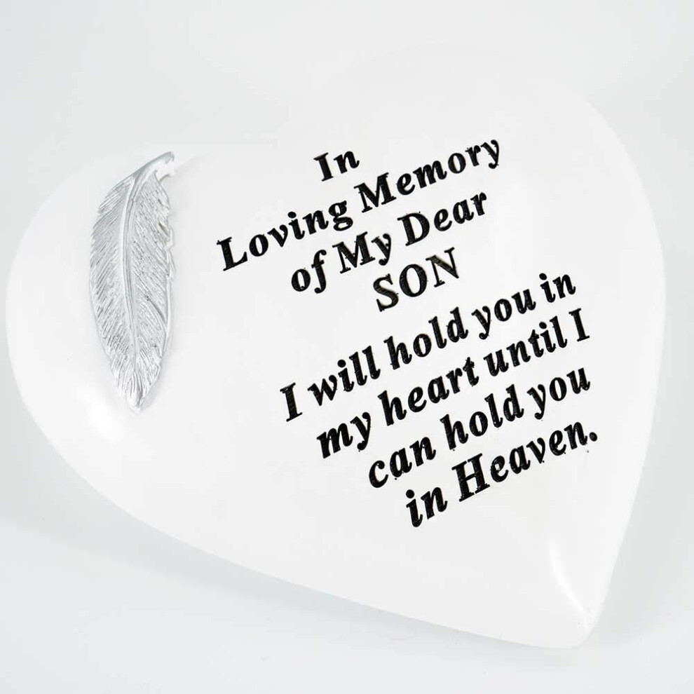 Special Son Graveside Memorial Feather Heart Grave Plaque Ornament Decoration