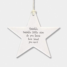 East of India Porcelain Hanging Star Home Wall Decor Twinkle Twinkle Little Star, Do You Know How Loved You Are?