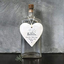 East of India Porcelain Hanging Heart 'Every time I think of you I hug you in my heart' Porcelain Gift | Hanging Decoration | Sentimental Gift |