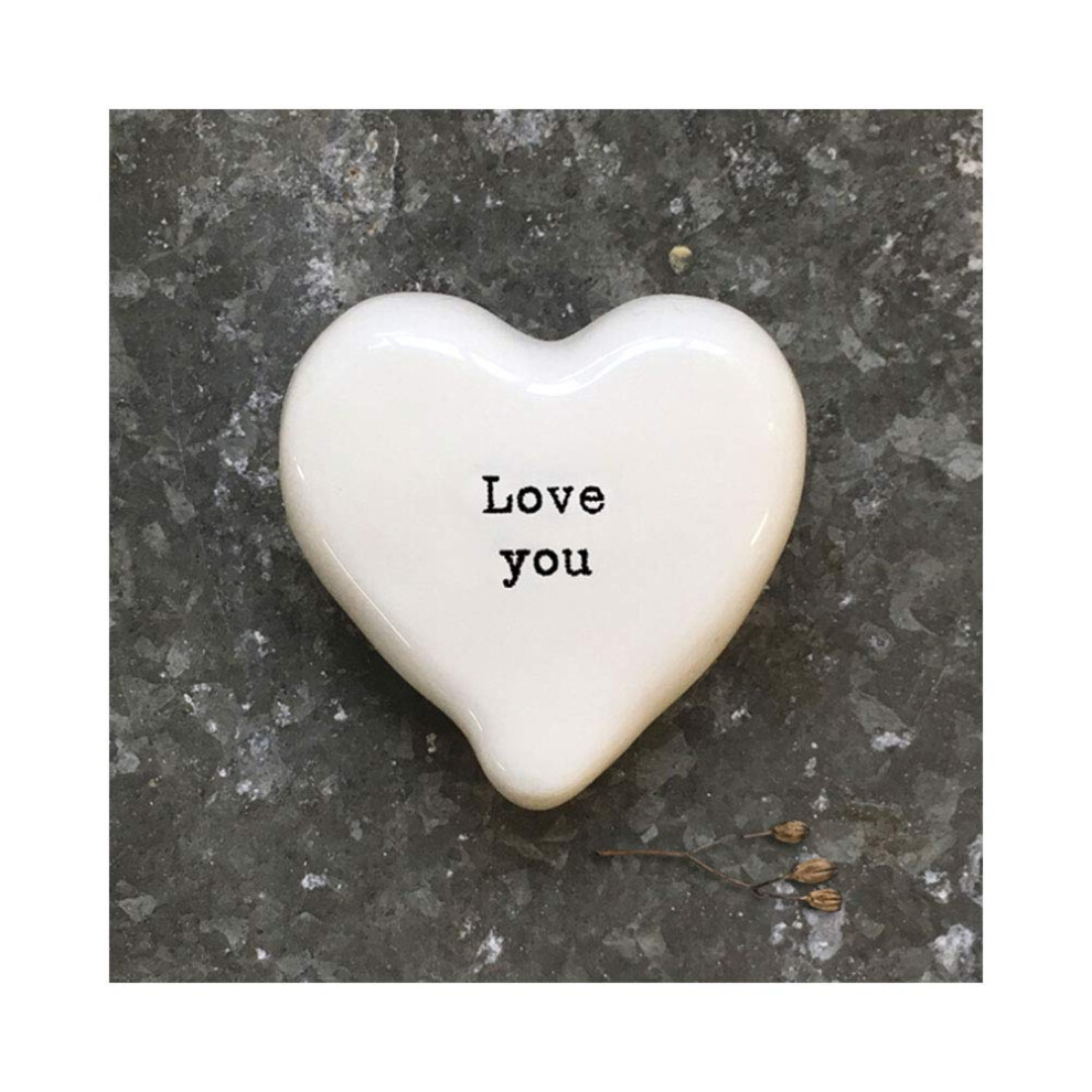 East Of India Heart Token - Love You White