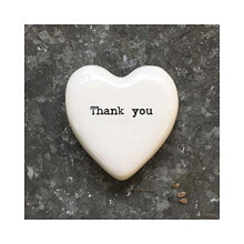 East of India White Heart Token - Thank You