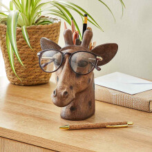 EEMKAY? New Giraffe Head Pot & Reading Glasses Stand Holder Pencil Storage Desk Ornament Playful Addition to Living Space M-21