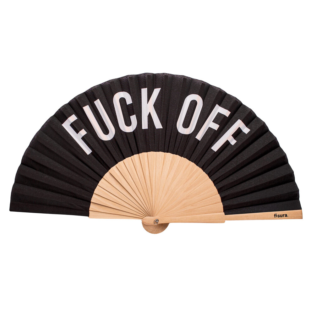 Fisura - Original Handheld Folding Fan with message in english. Funny wooden fan. Original holding Hand Fans. Birthday Gifts Wedding Party Decoration