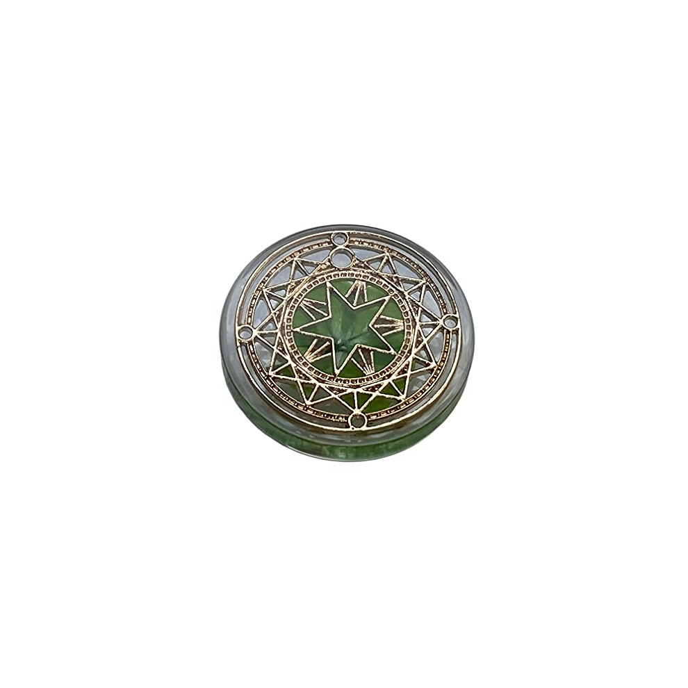 Real Four Leaf Clover Good Luck Pocket Token, Preserved, 3.2 cm, Including Metal Ornament (Magic Circle of The Star)