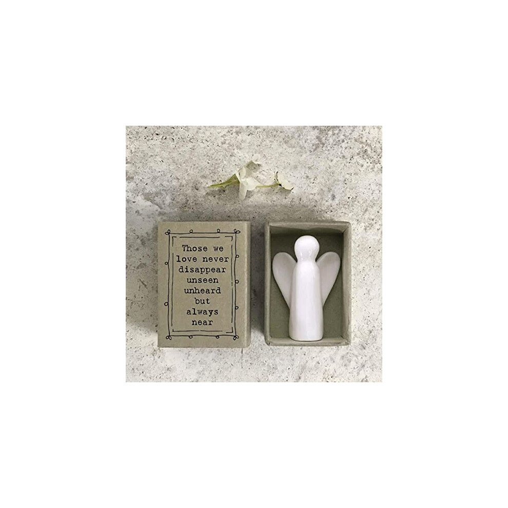East Of India Porcelain Matchbox Angel, Those We Love Don't Disappear Sentimental Words, Family Keepsake Gift, Porcelain Keepsake, Thinking Of You