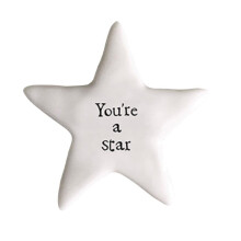 East of India Tiny Porcelain Star Token with the words You're A Star, Congratulations Gift Token, Porcelain Keepsake Gift, Tiny Star