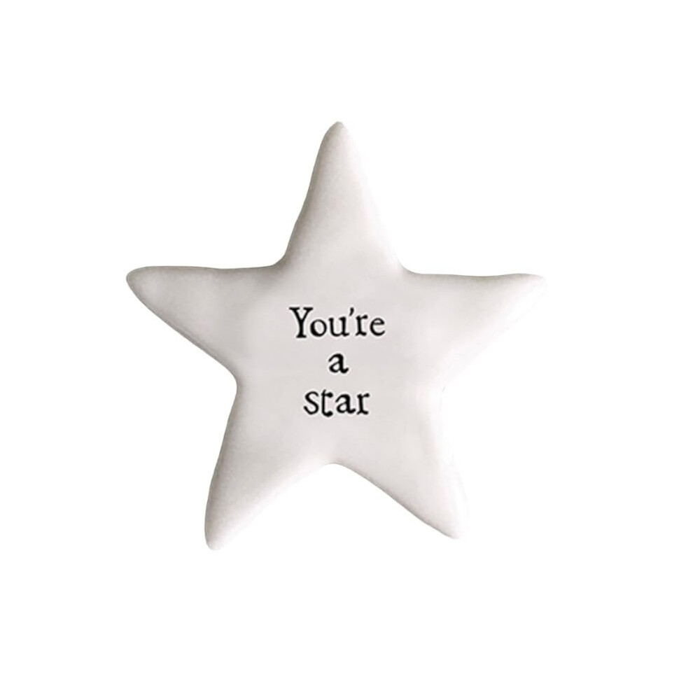 East Of India Tiny Porcelain Star Token With The Words You're A Star, Congratulations Gift Token, Porcelain Keepsake Gift, Tiny Star