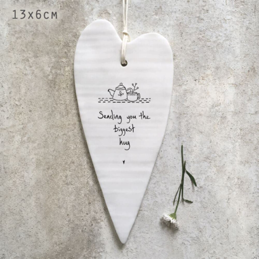 East Of India Porcelain Long Heart - Biggest Hug | Thinking Of You Friendship Gift