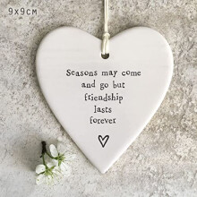 East of India Porcelain round heart Seasons come and go Keepsake Gift