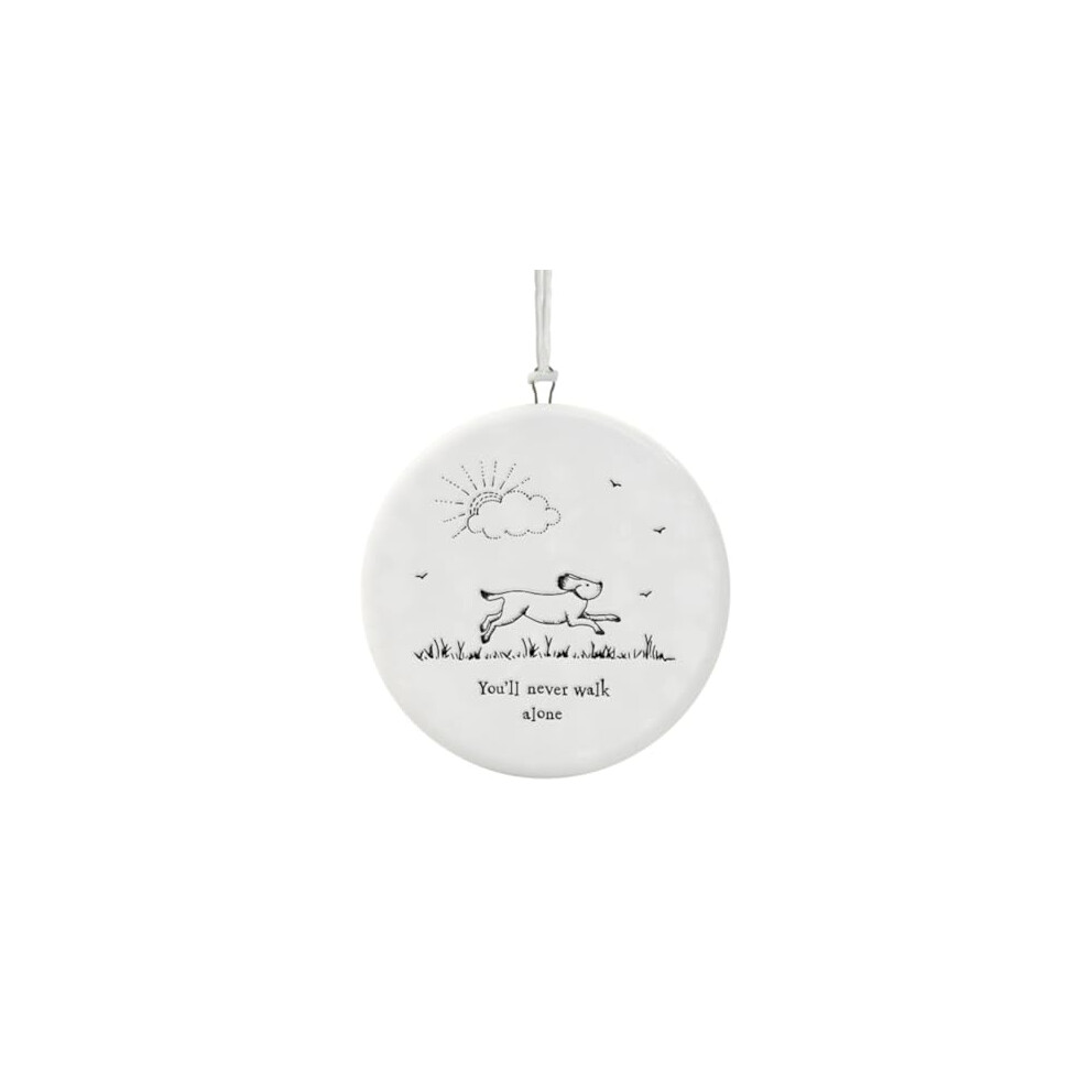 East Of India Small Porcelain Dog Hanger You'll Never Walk Alone Hanging Keepsake Gift