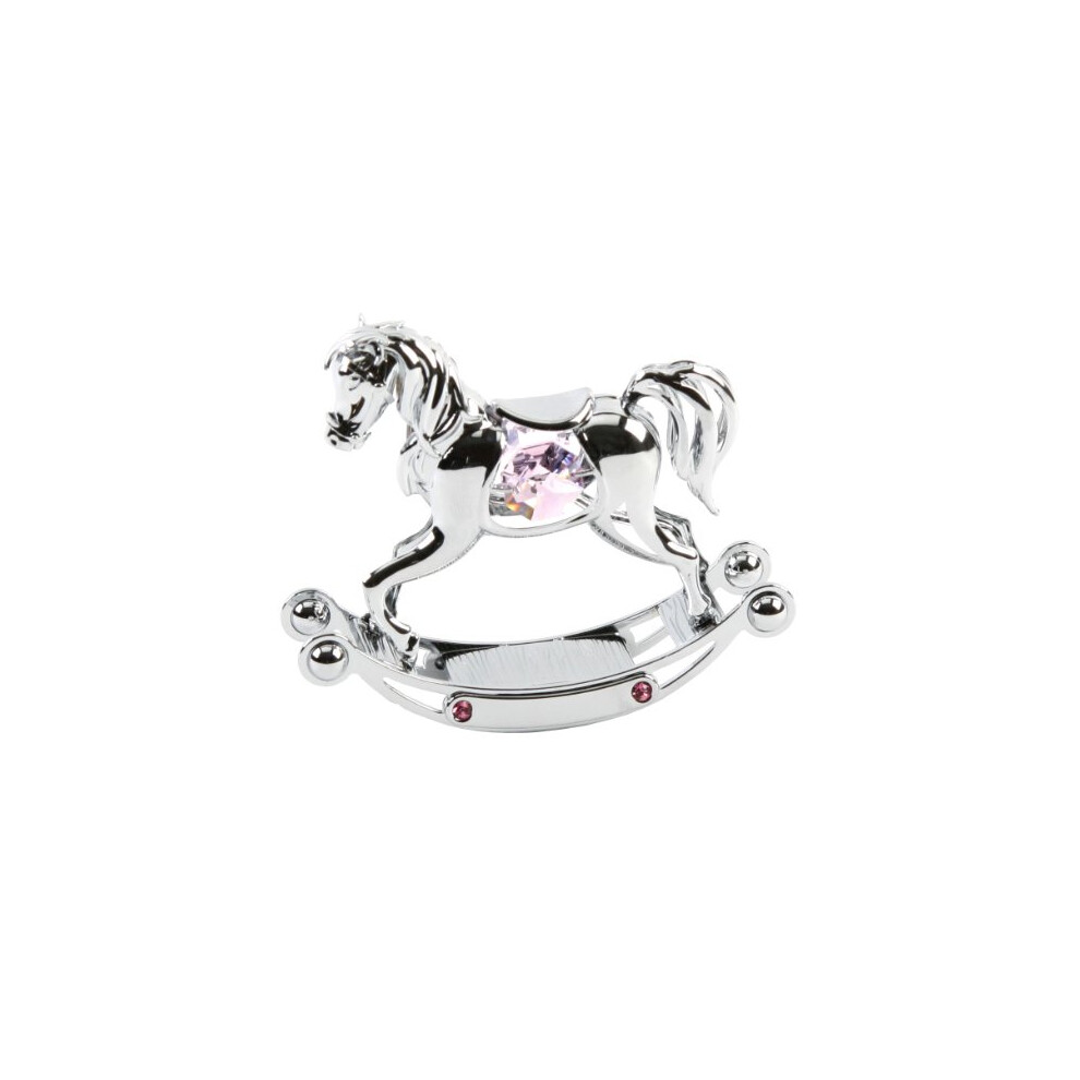 Crystocraft Chrome Plated Rocking Horse With Crystals From Swarovski? - Pink