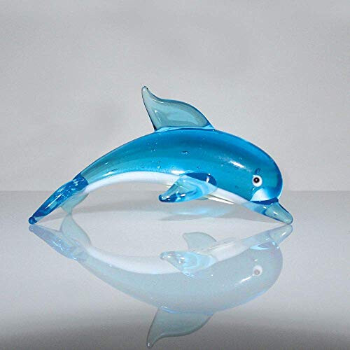 WIDDOP and Co. Widdop Objets dArt Miniature Glass Ornament Boxed - Blue Dolphin