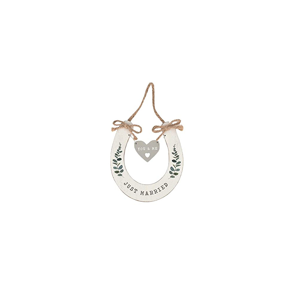 Widdop And Co. 'Just Married' Wedding Horseshoe With Hanging Heart White