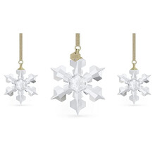 Swarovski Annual Edition 2022 Set, White Swarovski Crystals Embellish Snowflake Hanging Ornament Set, from the Swarovski Annual Edition Collection