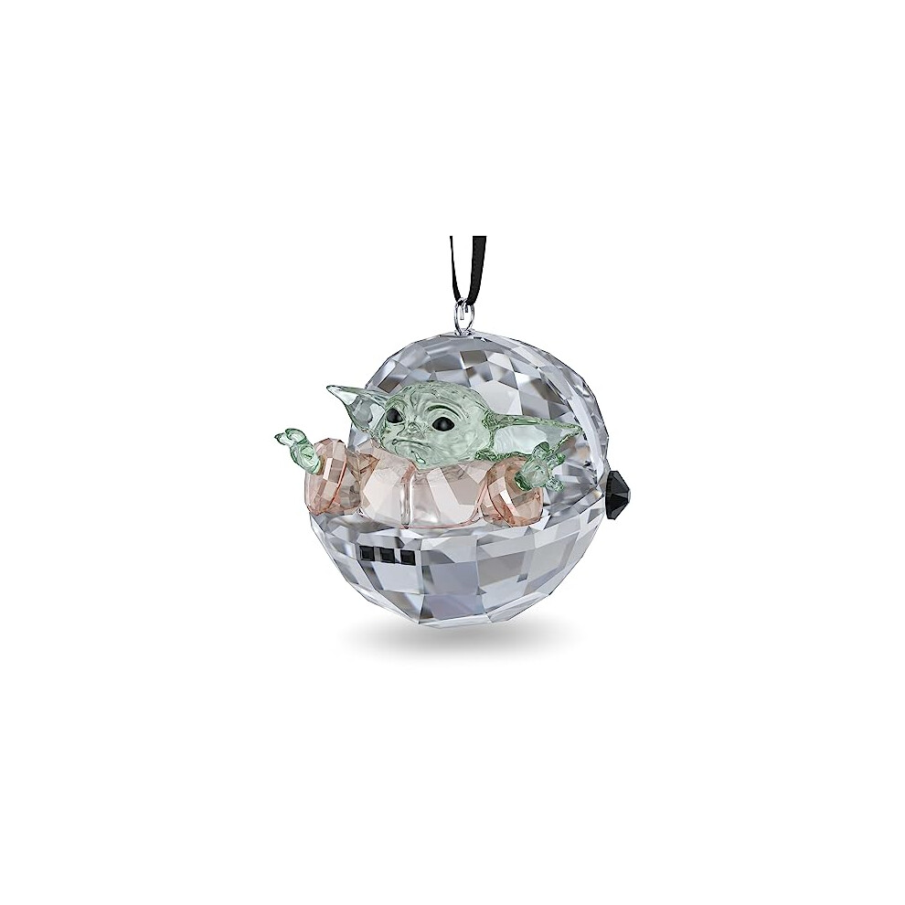 Swarovski Star Wars The Mandalorian Grogu Ornament, , And Black Crystal Facets, From The Star Wars Collection Grey/Green/Beige