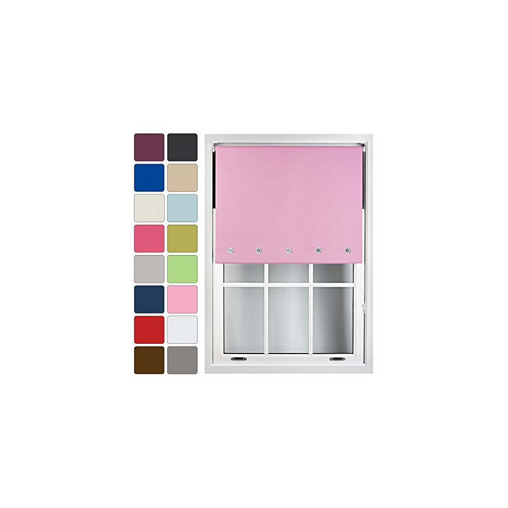 FURNISHED Blackout Roller Blind with Round Eyelets Made to Measure, Pink, 150cm x 210cm-image-OPC-PDTCWHG-NEW