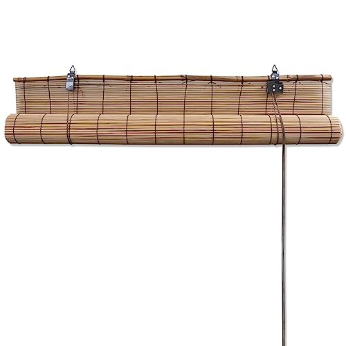 VidaXL vidaXL Roller Blinds 140x160cm Brown Bamboo Daynight Window Sunscreen Drape 1