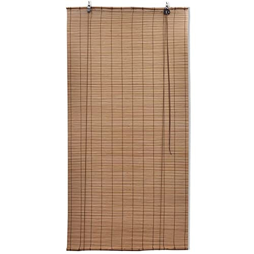 VidaXL vidaXL Roller Blinds 140x160cm Brown Bamboo Daynight Window Sunscreen Drape 2