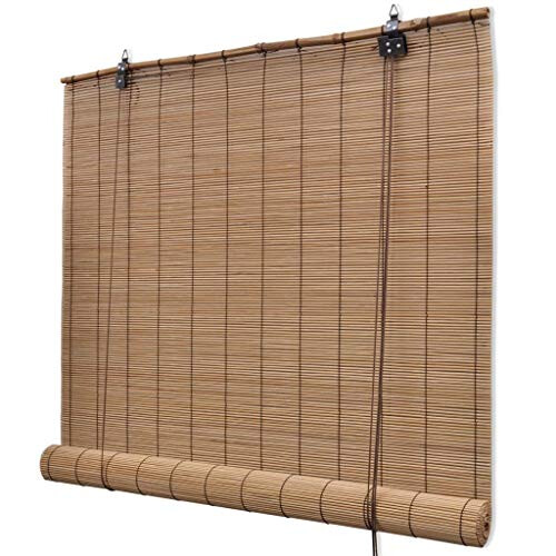Tidyard Bamboo Roller Blinds for Bedroom Living Room Brown/Natural