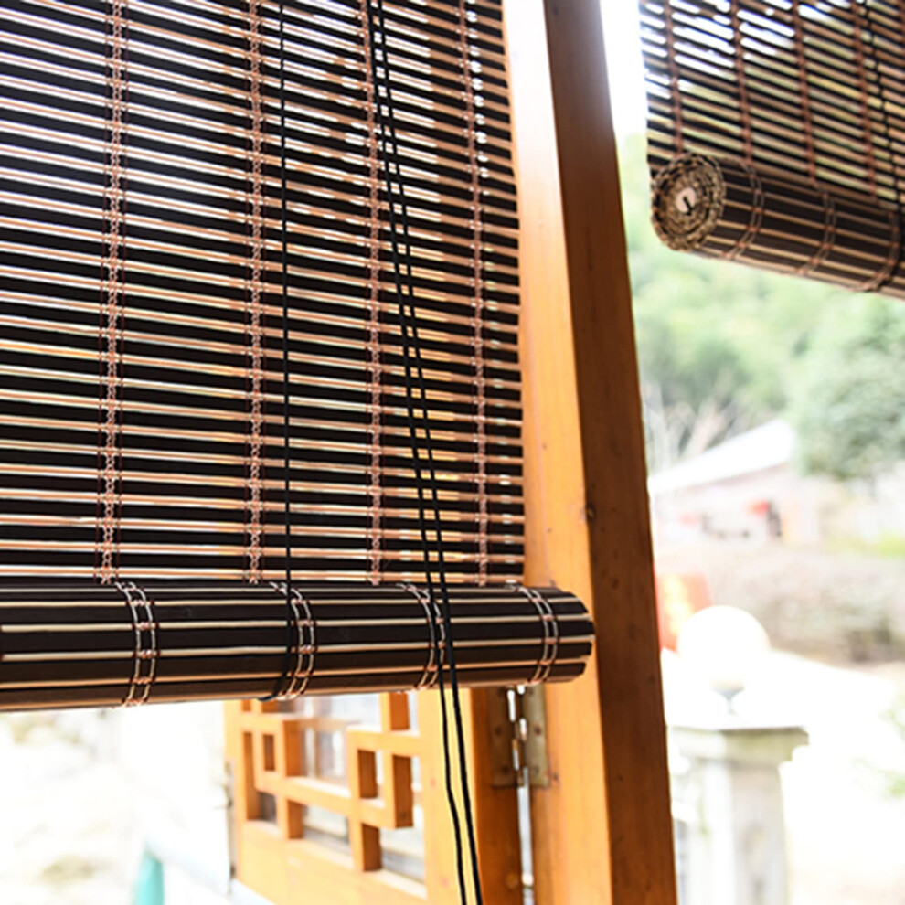 Retro Style Bamboo Roller Blind Roman Blinds Light Filtering Bamboo Roll Windows Natural Shade Decorative Curtain Shutter ?Partition Door Curtain for