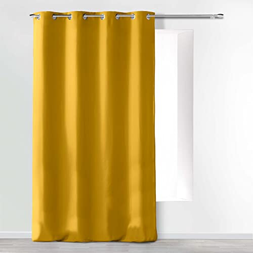 Douceur d'Int?rieur Absolu Microfibre Curtain with Eyelets, Plain, Polyester, polyester, mustard yellow, 280 x 140 cm