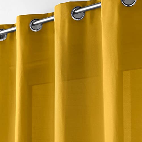 Douceur d'Int?rieur Absolu Microfibre Curtain with Eyelets, Plain, Polyester, polyester, mustard yellow, 280 x 140 cm 1