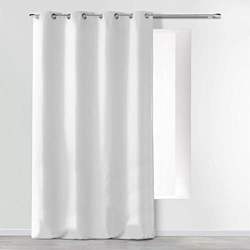 douceur dint?rieur Absolu ABSOLU Polyester Plain Microfiber Eyelet Curtain 140 x 260 cm, White,