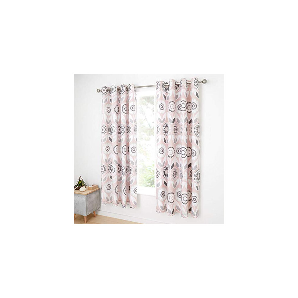 Catherine Lansfield Annika Easy Care Eyelet Curtains Pink 66x72 Inch