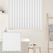Vertical Blinds - Made to Measure - 89mm - Complete Blind - Feather Weave Fabric- WHITE (Up To 300cm(3000mm), Up To 130cm(1300mm))