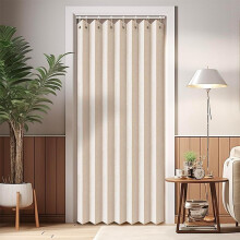 Folding Door Closet Curtains, Accordion Style Door Curtains for Doorways, Pleated Folding Doors Curtain for Closet and Room Divider