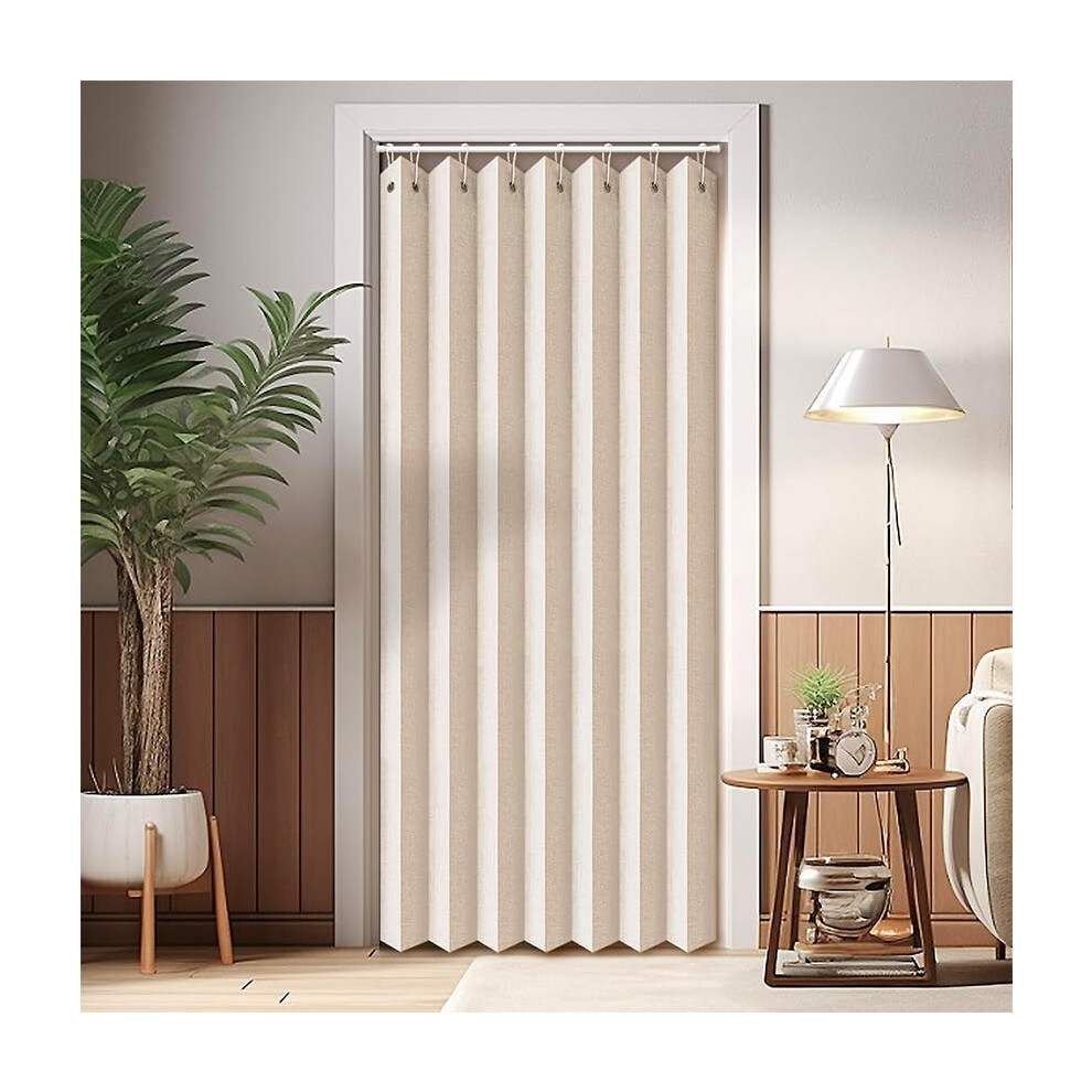 Folding Door Closet Curtains, Accordion Style Door Curtains for Doorways, Pleated Folding Doors Curtain for Closet and Room Divider