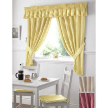 Maple Textiles Gingham Kitchen Curtains Yellow 46 x 48, Fabric, 46'' x 48''